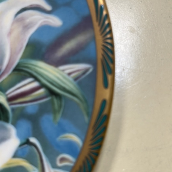 Small 6.5" Ruby-throated Hummingbird & Lilies by Pickard  First Edition U.S.A. - Picture 8 of 8